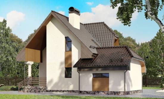150-001-Л Проект двухэтажного дома мансардой, гараж, небольшой загородный дом из теплоблока, Балабаново