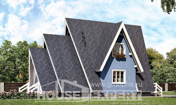 100-002-П Проект двухэтажного дома мансардой, красивый дом из бревен Обнинск, House Expert