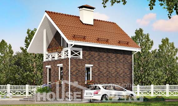045-001-Л Проект двухэтажного дома мансардой, скромный загородный дом из газобетона Боровск, House Expert