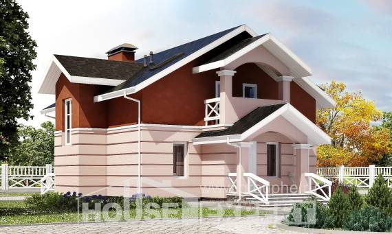 155-009-Л Проект двухэтажного дома мансардой, простой загородный дом из бризолита Малоярославец, House Expert