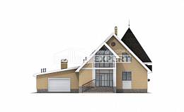 250-001-Л Проект двухэтажного дома мансардный этаж и гаражом, классический загородный дом из газобетона, Людиново