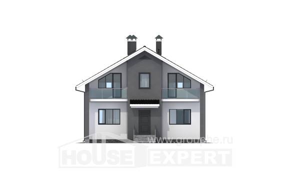 150-005-Л Проект двухэтажного дома мансардой, недорогой домик из твинблока, Таруса