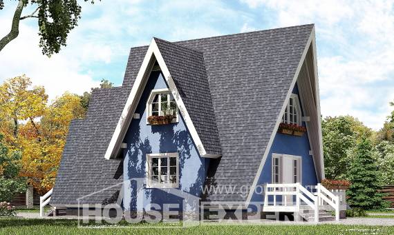 100-002-П Проект двухэтажного дома с мансардой, скромный домик из дерева Балабаново, House Expert