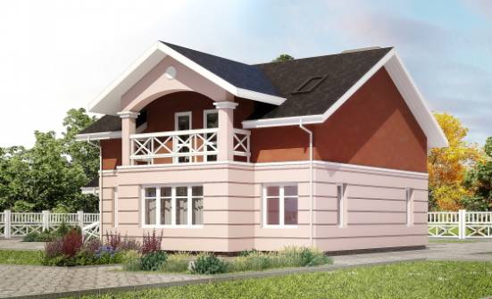 155-009-Л Проект двухэтажного дома с мансардой, классический коттедж из пеноблока Козельск | Проекты домов от House Expert