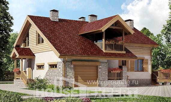 165-002-П Проект двухэтажного дома с мансардным этажом, гараж, классический коттедж из бризолита Малоярославец, House Expert