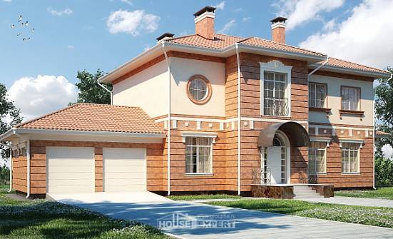 285-001-Л Проект двухэтажного дома и гаражом, просторный коттедж из кирпича Балабаново | Проекты домов от House Expert