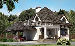 110-002-Л Проект двухэтажного дома мансардный этаж, гараж, уютный загородный дом из твинблока Малоярославец, House Expert