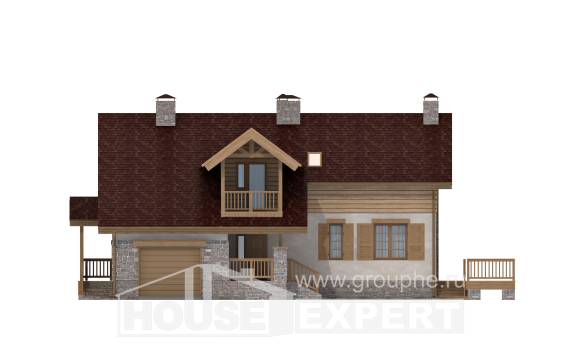 165-002-П Проект двухэтажного дома с мансардой, гараж, недорогой дом из керамзитобетонных блоков Боровск, House Expert