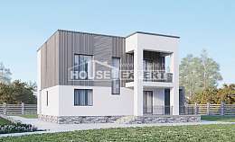 150-017-П Проект двухэтажного дома, простой коттедж из поризованных блоков, Обнинск