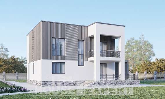 150-017-П Проект двухэтажного дома, простой коттедж из поризованных блоков, Обнинск