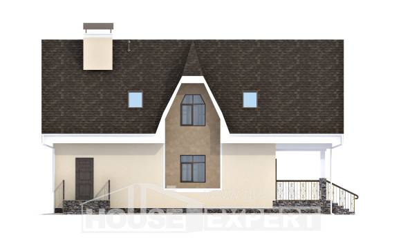 125-001-Л Проект двухэтажного дома с мансардой, современный коттедж из теплоблока Обнинск, House Expert