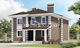 185-002-П Проект двухэтажного дома, уютный коттедж из теплоблока Малоярославец, House Expert