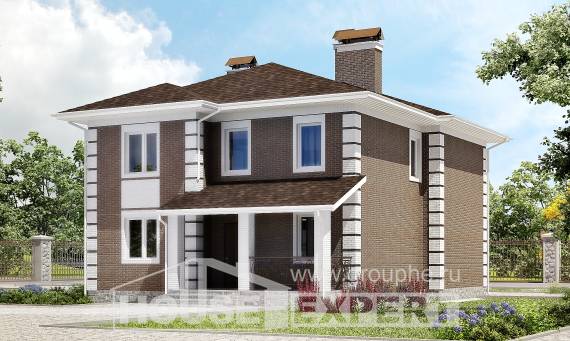 185-002-П Проект двухэтажного дома, уютный коттедж из теплоблока Малоярославец, House Expert