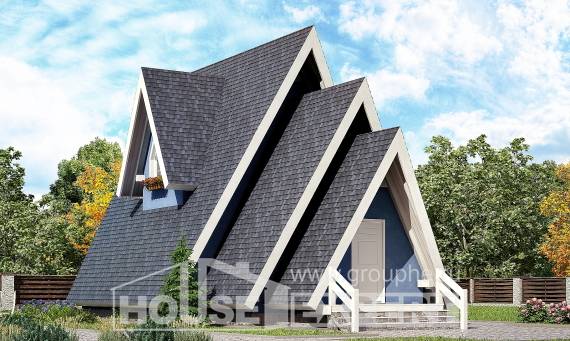 100-002-П Проект двухэтажного дома мансардный этаж, экономичный домик из дерева Боровск, House Expert