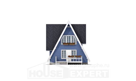 100-002-П Проект двухэтажного дома с мансардой, недорогой домик из дерева, Таруса