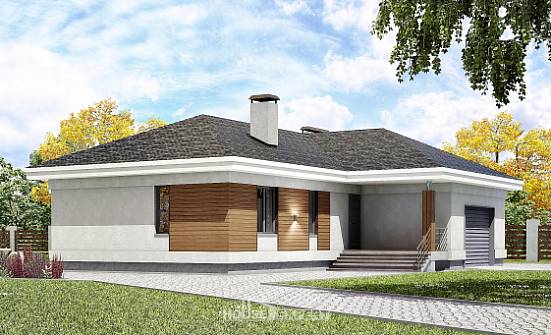 165-001-П Проект одноэтажного дома, гараж, простой коттедж из керамзитобетонных блоков Обнинск | Проекты одноэтажных домов от House Expert