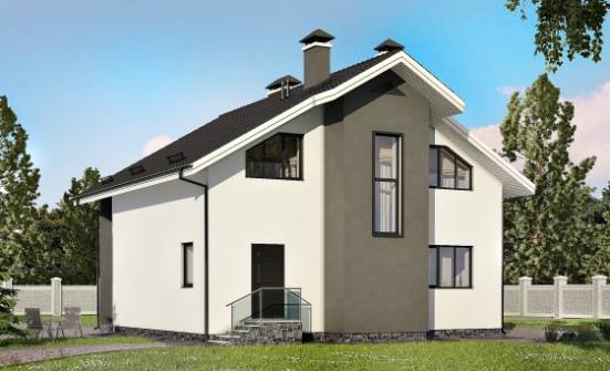 150-005-Л Проект двухэтажного дома с мансардой, скромный домик из твинблока, Калуга
