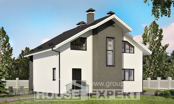 150-005-Л Проект двухэтажного дома мансардный этаж, доступный загородный дом из пеноблока Калуга, House Expert