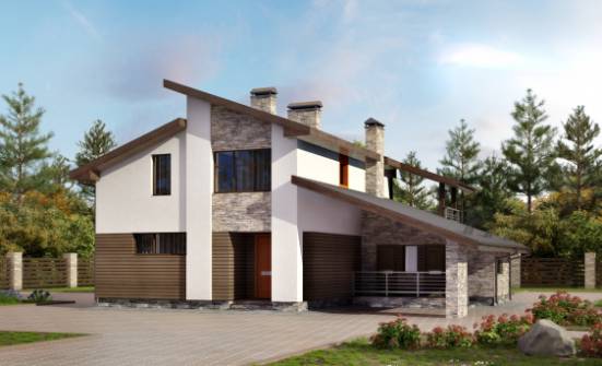 200-010-П Проект двухэтажного дома с мансардным этажом, гараж, современный домик из поризованных блоков Боровск | Проекты домов от House Expert