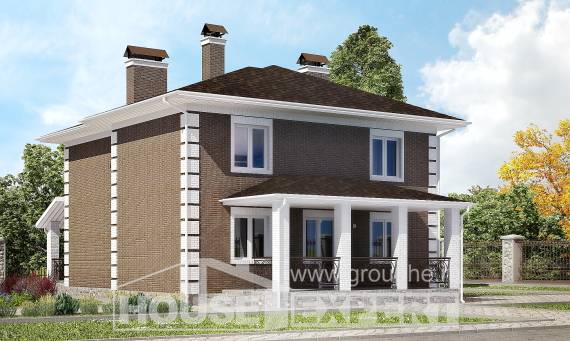 185-002-П Проект двухэтажного дома, недорогой загородный дом из бризолита Малоярославец, House Expert