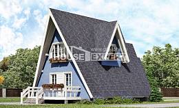 100-002-П Проект двухэтажного дома мансардный этаж, скромный домик из дерева Малоярославец, House Expert