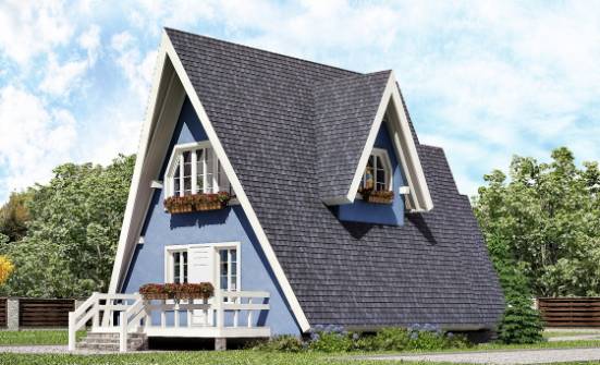 100-002-П Проект двухэтажного дома мансардный этаж, недорогой загородный дом из бревен Людиново | Проекты домов от House Expert