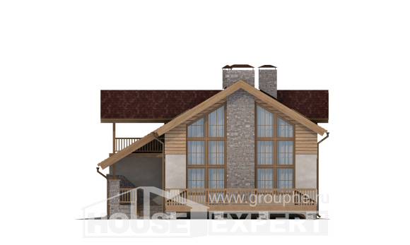165-002-П Проект двухэтажного дома мансардой и гаражом, небольшой дом из поризованных блоков Людиново, House Expert