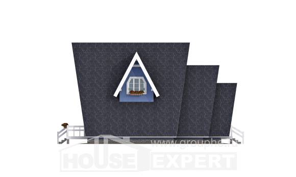 100-002-П Проект двухэтажного дома мансардой, современный дом из бревен Людиново, House Expert