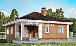 100-001-Л Проект одноэтажного дома, скромный домик из теплоблока, Калуга