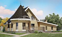 250-001-Л Проект двухэтажного дома с мансардой, гараж, классический коттедж из арболита Балабаново, House Expert