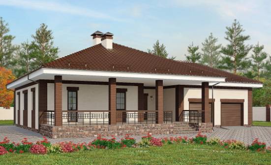 160-015-П Проект одноэтажного дома, гараж, простой домик из блока Таруса | Проекты домов от House Expert