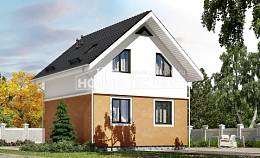 070-001-Л Проект двухэтажного дома мансардой, простой коттедж из керамзитобетонных блоков, Калуга