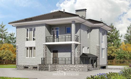 275-004-П Проект трехэтажного дома и гаражом, классический домик из кирпича Боровск | Проекты домов от House Expert