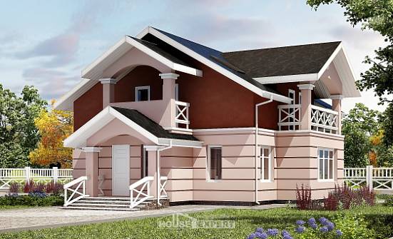 155-009-Л Проект двухэтажного дома мансардой, скромный загородный дом из керамзитобетонных блоков, Боровск