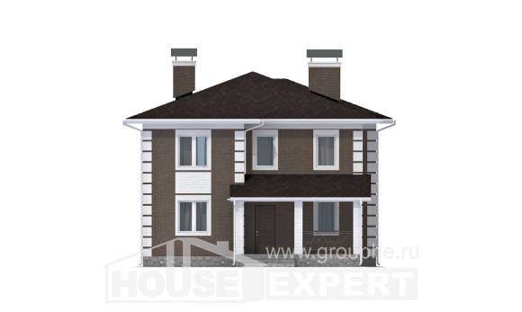 185-002-П Проект двухэтажного дома, красивый домик из теплоблока Козельск, House Expert