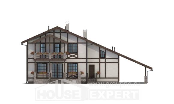250-002-Л Проект двухэтажного дома мансардой и гаражом, просторный домик из кирпича Боровск, House Expert