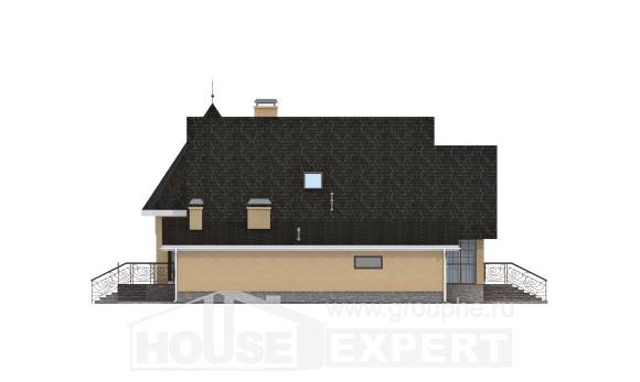 250-001-Л Проект двухэтажного дома с мансардным этажом, гараж, классический загородный дом из бризолита, Малоярославец