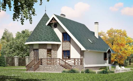 170-003-Л Проект двухэтажного дома мансардой, простой домик из теплоблока, Обнинск