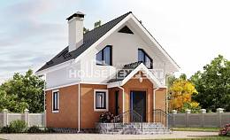070-001-Л Проект двухэтажного дома с мансардой, миниатюрный домик из поризованных блоков, Малоярославец
