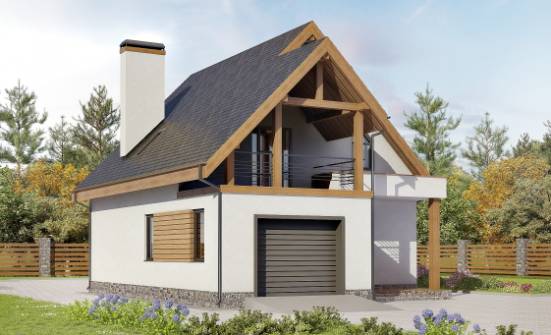 120-005-П Проект двухэтажного дома мансардой и гаражом, компактный домик из керамзитобетонных блоков Балабаново | Проекты домов от House Expert