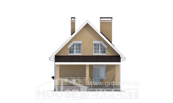 130-004-П Проект двухэтажного дома с мансардой, экономичный коттедж из блока Боровск, House Expert