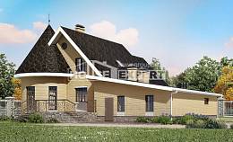 250-001-Л Проект двухэтажного дома с мансардой и гаражом, средний домик из поризованных блоков, Калуга