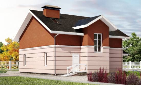 155-009-Л Проект двухэтажного дома с мансардой, классический коттедж из пеноблока Козельск | Проекты домов от House Expert