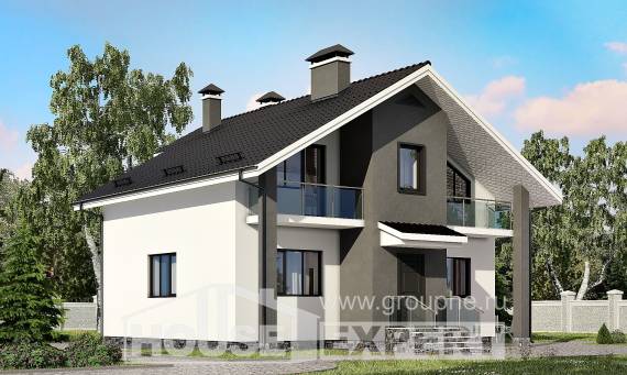 150-005-Л Проект двухэтажного дома с мансардным этажом, простой загородный дом из арболита Калуга, House Expert