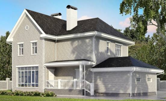 190-001-Л Проект двухэтажного дома и гаражом, современный дом из кирпича Балабаново | Проекты домов от House Expert