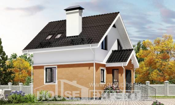 070-001-Л Проект двухэтажного дома с мансардой, современный домик из пеноблока Боровск, House Expert