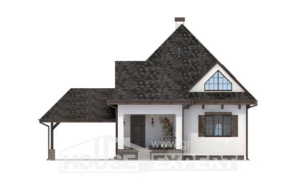 110-002-Л Проект двухэтажного дома мансардный этаж и гаражом, компактный домик из поризованных блоков Балабаново, House Expert