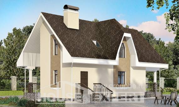 125-001-Л Проект двухэтажного дома мансардой, небольшой загородный дом из бризолита Малоярославец, House Expert