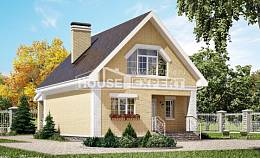 130-004-П Проект двухэтажного дома мансардой, уютный домик из поризованных блоков Калуга, House Expert