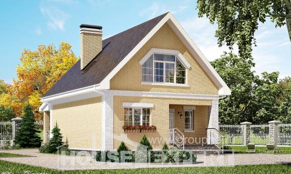 130-004-П Проект двухэтажного дома мансардой, уютный домик из поризованных блоков Калуга, House Expert